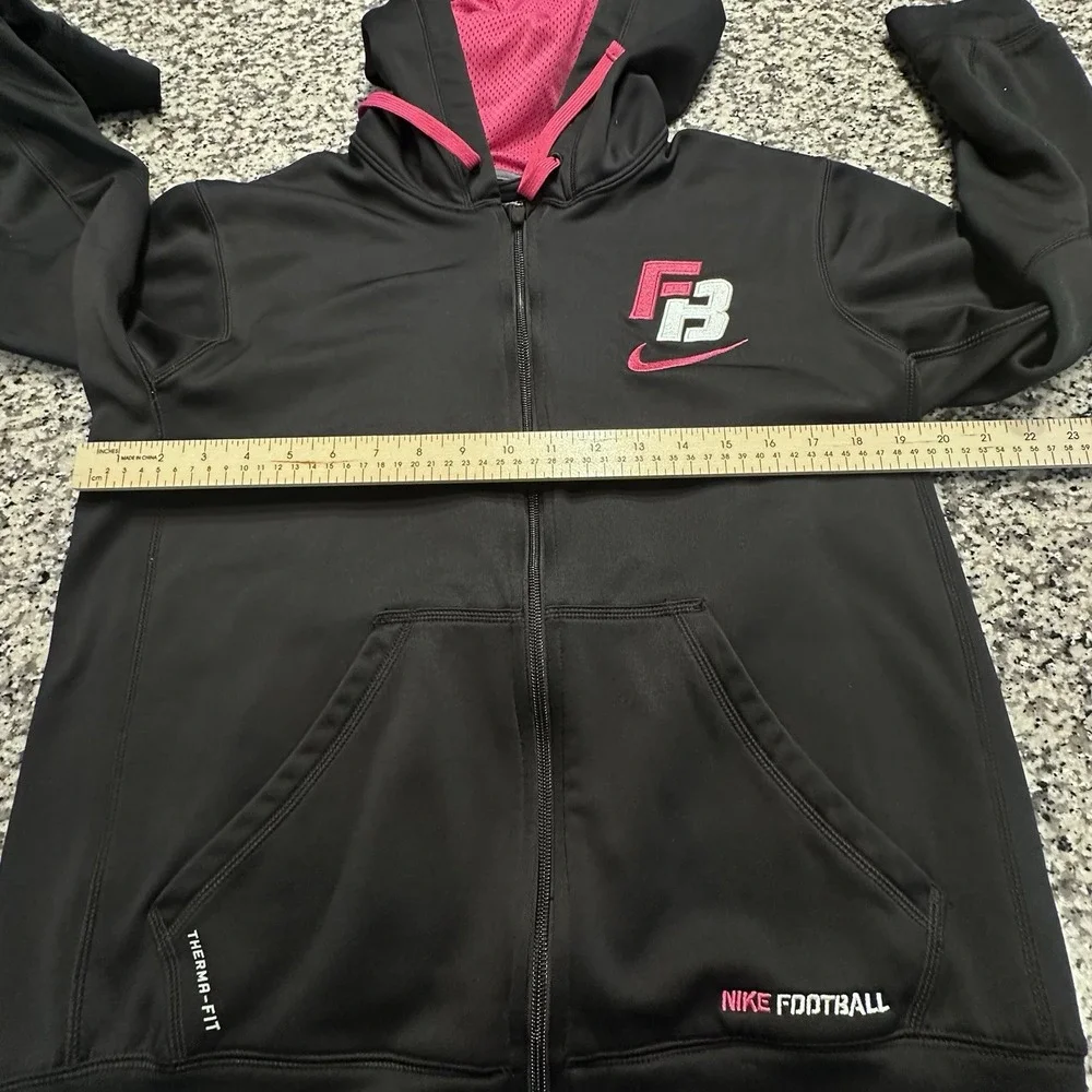 Nike Hoodie Embroidered Womens‎ Sm Black Dri-Fit Swoosh Full Zip Sweatshirt